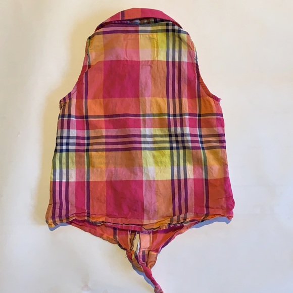 Justice Plaid Front Tie Shirt Size 7 - Picture 5 of 6